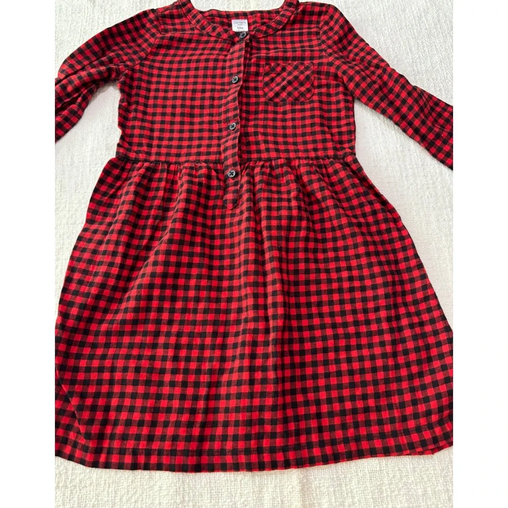 OshKosh & Carters Girls Red Plaid Holiday Dress Bundle Size 6 6X Lot of 2